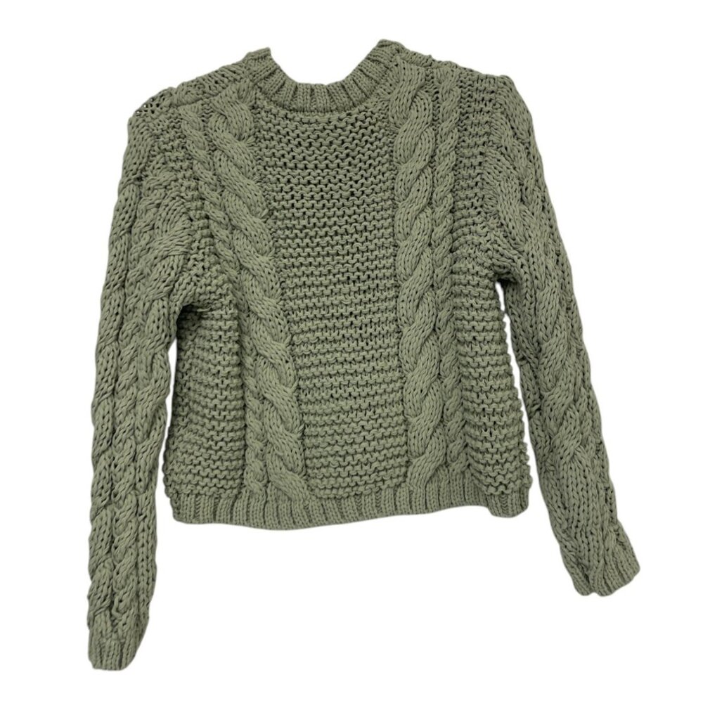 Zara Women Knit Sweater Cardigan Chunky S Small Green flower button 3920/237 NWT - Picture 5 of 16
